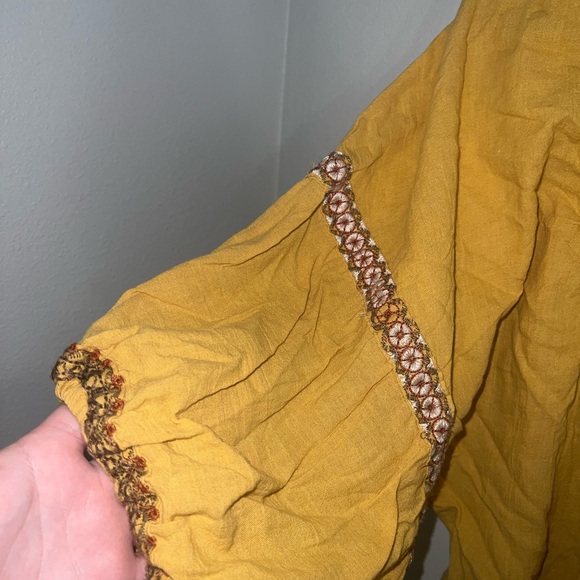 Max Studio Mustard Floral Embroidered Tunic - Picture 3 of 4